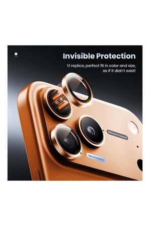 Apple iPhone 17 Pro Max Metal Çerçeveli Kamera Koruma Lensi Turuncu