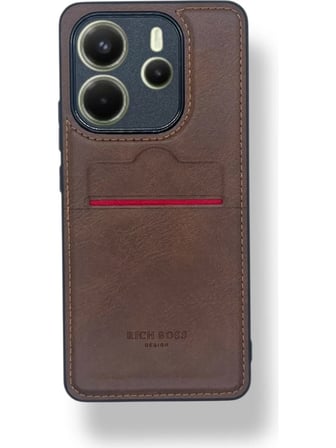 Redmi Note 14 4G Kartlıklı Rich Boss Lüx Deri Kılıf Koyu Kahve