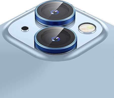 Apple iPhone 15 Gerçek Cam Safir Lens Koruma Mavi