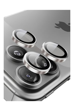 Apple iPhone 17 Pro Max Metal Çerçeveli Kamera Koruma Lensi Gümüş