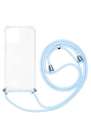 Apple iPhone 16 Plus 6.7'' Boyun Askılı Şeffaf Tank Kılıf Mavi