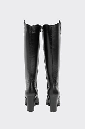 Hakiki Deri Fermuarlı Kadın Çizme