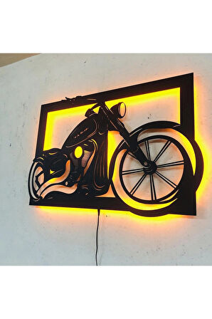 Motor Tutkunlarına Özel: Chopper Motosiklet LED Işıklı MDF Duvar Dekoru