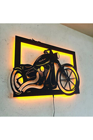 Motor Tutkunlarına Özel: Chopper Motosiklet LED Işıklı MDF Duvar Dekoru