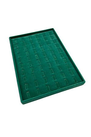 Yerli Üretim Süet Kumaş Yeşil 34/24 Cm Dikine Tırnaklı Çekmece Içi Yüzük Tablası