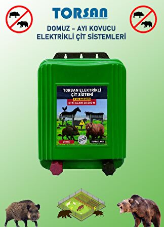 TORSAN 220V ADAPTÖRLÜ EKO PLUS 1500 Elektrikli Çit Sistemi ( Domuz - Ayı Kovucu ) 1500MT