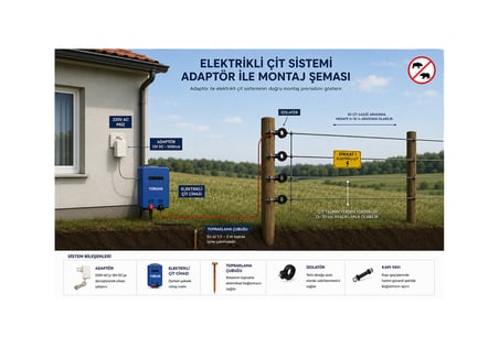 TORSAN 220V ADAPTÖRLÜ EKO PLUS 2000 Elektrikli Çit Sistemi ( Domuz - Ayı Kovucu ) 2000MT