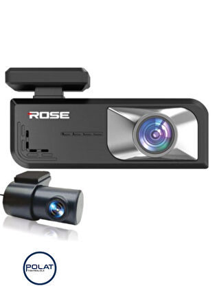 Rose MR-76 | 2K Ön + 1K Arka Çift Kamera Full HD Araç Kamerası – 128 GB Hafıza, 7/24 Kayıt, Universal Uyum