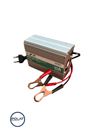P-Tech Tam Otomatik Kesicili 12Volt 10Amper Akıllı Hızlı Akü Şarj Cihazı