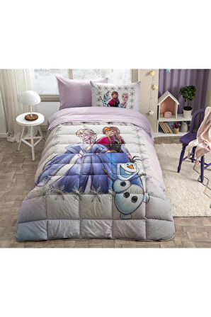 ÖZDİLEK DİSNEY UYKU SETİ RANFORCE TEK KİŞİLİK LİLA FROZEN FROSTED