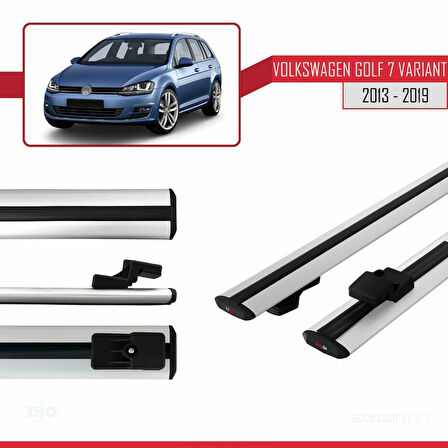 Volkswagen Golf 7 (5G) Variant 2013-2019 Arası ile Uyumlu BASIC Model Ara Atkı Tavan Barı Gri 2 Adet