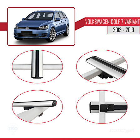 Volkswagen Golf 7 (5G) Variant 2013-2019 Arası ile Uyumlu BASIC Model Ara Atkı Tavan Barı Gri 2 Adet