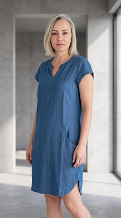 Rahat Kalıp Denim Elbise
