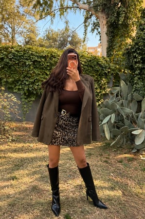 Haki Süet Dokulu Oversize Kadın Blazer Ceket