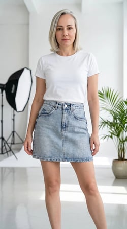 Taş Baskılı ZR Denim Mini Etek
