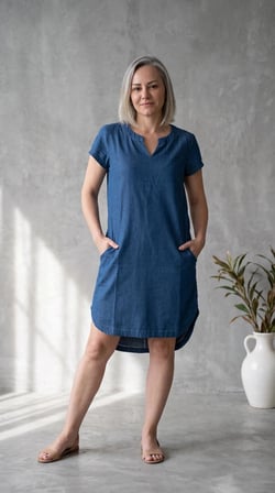 Rahat Kalıp Denim Elbise