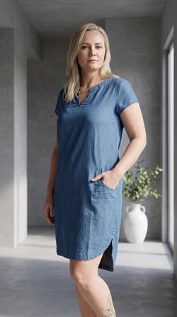 Rahat Kalıp Denim Elbise