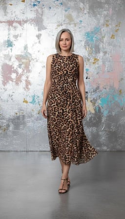 Bel Dekolteli Elbise (Leopar Desen)