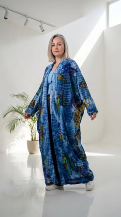 %100 Pamuk,  Bohem Kaftan (Beyaz)