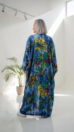 %100 Pamuk,  Bohem Kaftan (Beyaz)