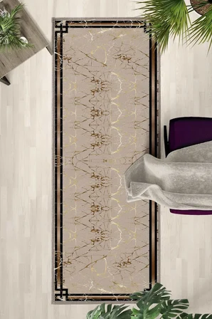 Gölge Yıkanabilir Yolluk Halı Kaymaz Taban Salon Mutfak