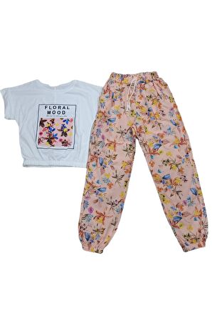 Kız Çocuk Floral Mood Desenli Pantolonlu Takım