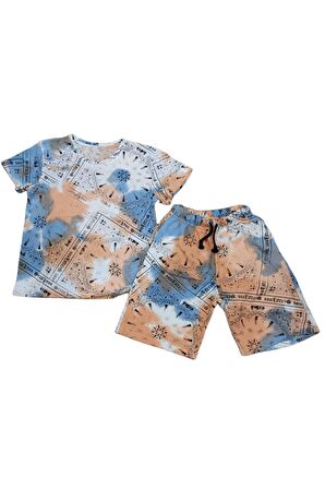 Erkek Çocuk /Kız Çocuk Batik Desenli Şortlu Takım