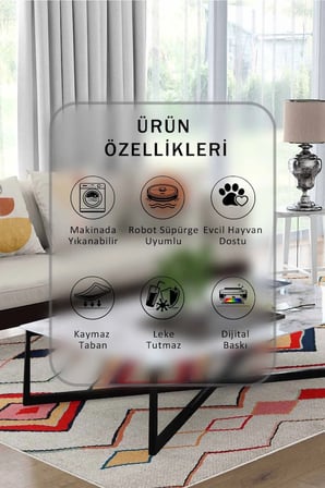 Yıkanabilir Kaymaz Taban Dijital Baskılı Halı ve Yolluk – Leke Tutmaz Salon & Mutfak Halısı