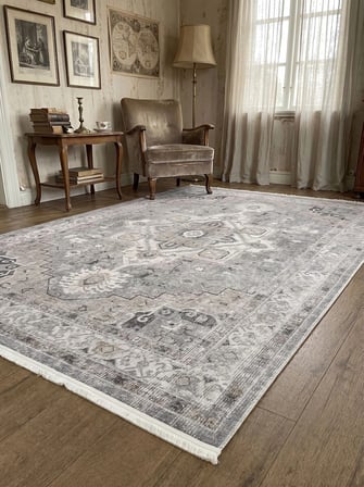 Twist Halı PS1159V5 Geleneksel Madalyon Desenli Modern Ve Zarifçe Solmuş Görünümlü Halı Oturma Odası Salon Yatak Odası Mutfak Koridor Halısı