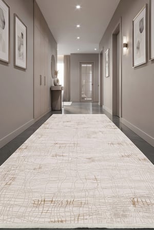 Bianca 30443A Modern Asimetrik Desenli Sade Ve Şık Krem Halı Oturma Odası Salon Halısı Krem