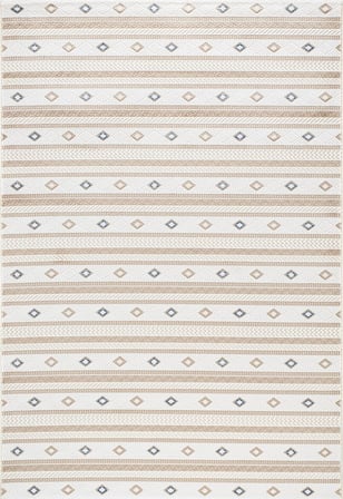 Talya 46339A Modern Geometrik Desenli Krem Lacivert Dokuma Halı Oturma Odası Salon Yatak Odası Mutfak Koridor Halısı