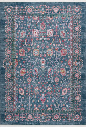 Twist Halı PS1164V1 Mavi Geleneksel Madalyon Desenli Modern Ve Zarifçe Solmuş Görünümlü Halı Oturma Odası Salon Yatak Odası Mutfak Koridor Halısı
