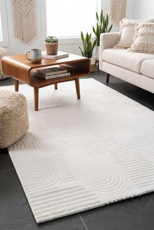 Talya 46348A Modern Bohem İskandinav Tarzı Beyaz Halı Oturma Odası Salon Yatak Odası Mutfak Koridor Halısı Tozumaz Beyaz