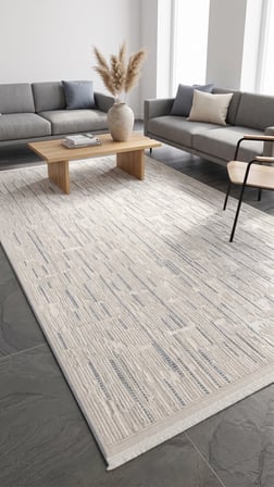 Evole 212A Modern Dokulu Çizgili Mavi Desenli Halı