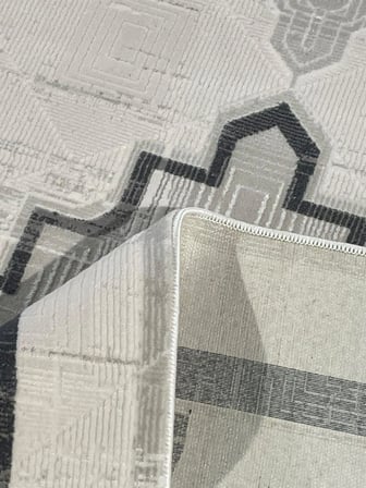 Bianca 30547A Modern Çerçeveli Ve Göbekli Gri Halı Oturma Odası Salon Halısı Gri