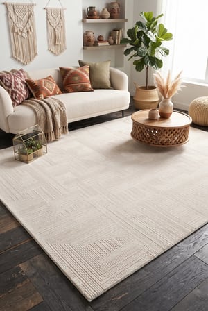 Talya 46335A Modern Geometrik Desenli Krem Dokuma Halı Oturma Odası Salon Yatak Odası Mutfak Koridor Halısı Tozumaz Krem