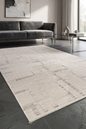 Bianca 30083A Modern Geometrik Desenli Gri Halı Oturma Odası Salon Halısı Gri