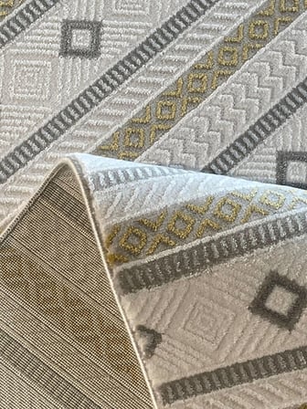 Talya 46339A Modern Geometrik Desenli Krem Gri Dokuma Halı Oturma Odası Salon Yatak Odası Mutfak Koridor Halısı