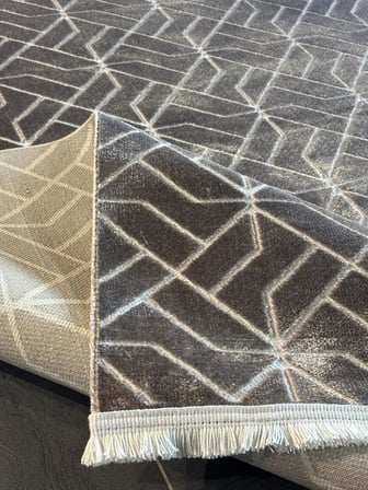 Capris 6256 Modern Dokulu Geometrik Desenli Vizon Renkli Halı Oturma Odası Salon Halısı