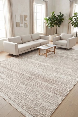 İnova PS988V9 Soft Krem Geçişli Minimaliz Tasarımlı Oturma Odası Salon Halısı