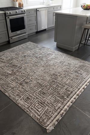 Country 7323A Geometrik Dokulu İskandinav Tarzı Gri Halı Oturma Odası Salon Halısı