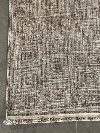 Country 7323A Geometrik Dokulu İskandinav Tarzı Gri Halı Oturma Odası Salon Halısı