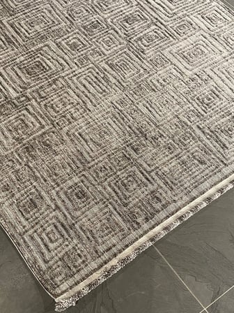 Country 7323A Geometrik Dokulu İskandinav Tarzı Gri Halı Oturma Odası Salon Halısı