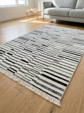 Colors B6197A Modern İskandinav Tarzı Kaliteli Bukle Dokuma Kabartmalı Halısı Siyah Gri