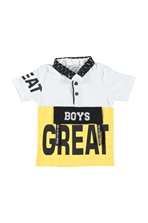 Erkek Çocuk Great Yazı Desenli Polo Yaka Tişört