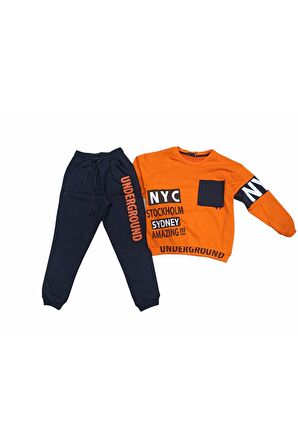 Erkek Çocuk Nyc Yazı Desenli Eşofman Takımı