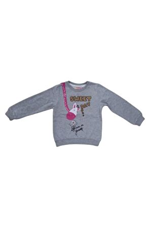 Kız Çocuk Zürafa Desen Çift Taraf Baskılı Sweatshirt