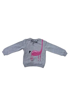 Kız Çocuk Zürafa Desen Çift Taraf Baskılı Sweatshirt
