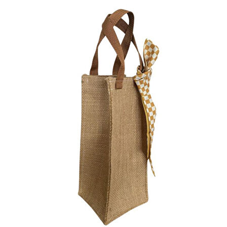 Uretti - Petek 7523 0843 Jüt Kumaş Şarap / Şişe Taşıma El Çantası