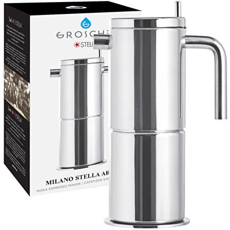 Grosche Milano Stella Aroma Çelik Moka Pot Gümüş 4 Cup